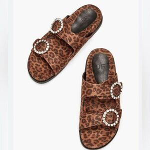 JUST FAB BROWN ANIMAL PRINT SLIDES
